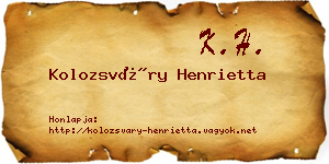 Kolozsváry Henrietta névjegykártya